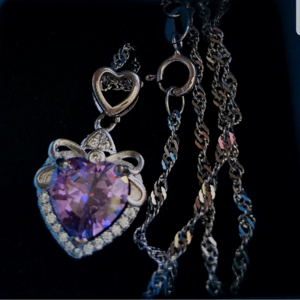 Swarovski Amethyst Heart White Gold plated NWT - Picture 7 of 8